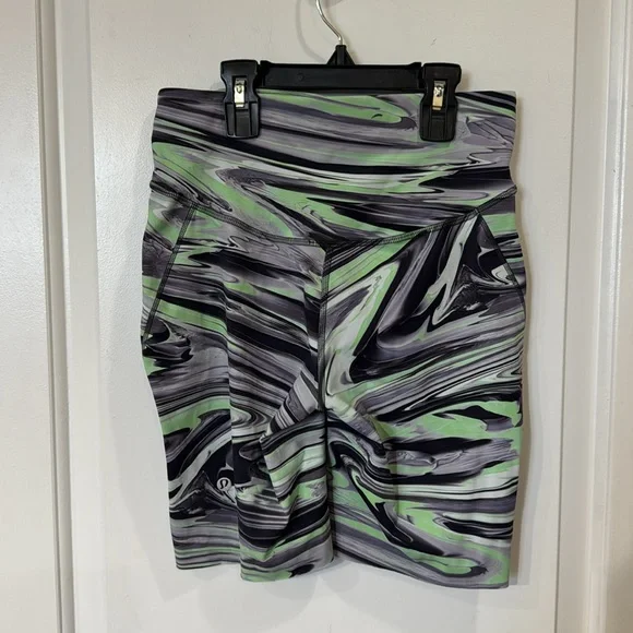 LULULEMON BASE PACE HIGH RISE RUNNING SHORT GREY GREEN SWIRL 6 - Picture 3 of 7